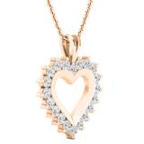 0.95 Carat (ctw) Round Lab Grown Diamond Ladies Heart Pendant 1 CT 18K Rose Gold