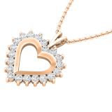 0.95 Carat (ctw) Round Lab Grown Diamond Ladies Heart Pendant 1 CT 18K Rose Gold