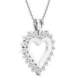 0.95 Carat (ctw) Round Lab Grown Diamond Ladies Heart Pendant 1 CT 18K White Gold