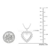 0.95 Carat (ctw) Round Lab Grown Diamond Ladies Heart Pendant 1 CT Sterling Silver