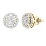 0.45 Carat (ctw) Round Lab Grown Diamond Ladies Cluster Stud Earrings 1/2 CT 10K Yellow Gold