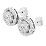 0.45 Carat (ctw) Round Lab Grown Diamond Ladies Cluster Stud Earrings 1/2 CT Sterling Silver