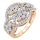1.80 Carat (ctw) Round Lab Grown White Diamond Ladies Cocktail Right Hand Ring 10K Rose Gold