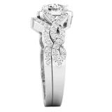 1.30 Carat (ctw) Round Lab Grown Diamond Ladies Twisted Style Halo Wedding Ring Set 14K White Gold
