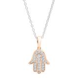 0.30 Carat (ctw) Round Lab Grown Diamond Unisex Hamsa Hand of Fatima Charm Pendant 1/3 CT 10K Rose Gold