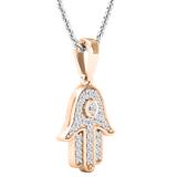 0.30 Carat (ctw) Round Lab Grown Diamond Unisex Hamsa Hand of Fatima Charm Pendant 1/3 CT 10K Rose Gold