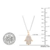 0.30 Carat (ctw) Round Lab Grown Diamond Unisex Hamsa Hand of Fatima Charm Pendant 1/3 CT 10K Rose Gold
