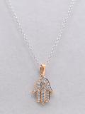 0.30 Carat (ctw) Round Lab Grown Diamond Unisex Hamsa Hand of Fatima Charm Pendant 1/3 CT 10K Rose Gold
