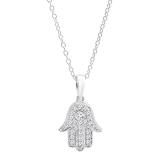 0.30 Carat (ctw) Round Lab Grown Diamond Unisex Hamsa Hand of Fatima Charm Pendant 1/3 CT 10K White Gold