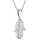0.30 Carat (ctw) Round Lab Grown Diamond Unisex Hamsa Hand of Fatima Charm Pendant 1/3 CT 10K White Gold