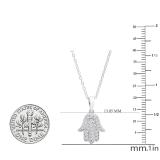 0.30 Carat (ctw) Round Lab Grown Diamond Unisex Hamsa Hand of Fatima Charm Pendant 1/3 CT 10K White Gold