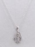 0.30 Carat (ctw) Round Lab Grown Diamond Unisex Hamsa Hand of Fatima Charm Pendant 1/3 CT 10K White Gold