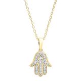 0.30 Carat (ctw) Round Lab Grown Diamond Unisex Hamsa Hand of Fatima Charm Pendant 1/3 CT 14K Yellow Gold