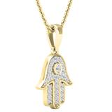 0.30 Carat (ctw) Round Lab Grown Diamond Unisex Hamsa Hand of Fatima Charm Pendant 1/3 CT 14K Yellow Gold