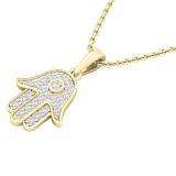 0.30 Carat (ctw) Round Lab Grown Diamond Unisex Hamsa Hand of Fatima Charm Pendant 1/3 CT 14K Yellow Gold