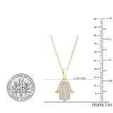 0.30 Carat (ctw) Round Lab Grown Diamond Unisex Hamsa Hand of Fatima Charm Pendant 1/3 CT 14K Yellow Gold