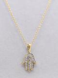 0.30 Carat (ctw) Round Lab Grown Diamond Unisex Hamsa Hand of Fatima Charm Pendant 1/3 CT 14K Yellow Gold