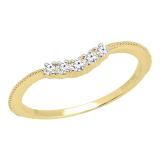 0.10 Carat (ctw) Round Lab Grown Diamond Ladies Wedding Contour Ring 1/10 CT 14K Yellow Gold