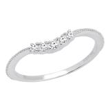 0.10 Carat (ctw) Round Lab Grown Diamond Ladies Wedding Contour Ring 1/10 CT Sterling Silver