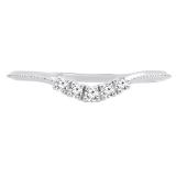 0.10 Carat (ctw) Round Lab Grown Diamond Ladies Wedding Contour Ring 1/10 CT Sterling Silver