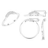0.10 Carat (ctw) Round Lab Grown Diamond Ladies Wedding Contour Ring 1/10 CT Sterling Silver