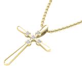 0.07 Carat (ctw) Round Lab Grown Diamond Ladies Cross Pendant 1/10 CT 10K Yellow Gold
