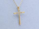 0.07 Carat (ctw) Round Lab Grown Diamond Ladies Cross Pendant 1/10 CT 10K Yellow Gold