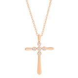 0.07 Carat (ctw) Round Lab Grown Diamond Ladies Cross Pendant 1/10 CT 18K Rose Gold