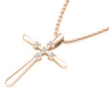 0.07 Carat (ctw) Round Lab Grown Diamond Ladies Cross Pendant 1/10 CT 18K Rose Gold