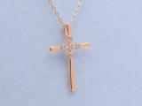 0.07 Carat (ctw) Round Lab Grown Diamond Ladies Cross Pendant 1/10 CT 18K Rose Gold