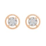 0.10 Carat (ctw) Round Lab Grown Diamond Ladies Flower Cluster Stud Earring 1/10 CT 10K Rose Gold