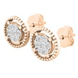 0.10 Carat (ctw) Round Lab Grown Diamond Ladies Flower Cluster Stud Earring 1/10 CT 10K Rose Gold