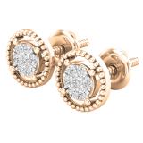 0.10 Carat (ctw) Round Lab Grown Diamond Ladies Flower Cluster Stud Earring 1/10 CT 10K Rose Gold