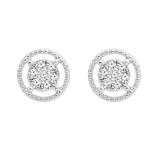 0.10 Carat (ctw) Round Lab Grown Diamond Ladies Flower Cluster Stud Earring 1/10 CT 14K White Gold