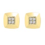 0.10 Carat (ctw) Round Lab Grown White Diamond Square Ladies Stud Earring 1/10 CT 14K Yellow Gold