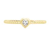 0.08 Carat (ctw) Round Lab Grown Diamond Ladies Rope Style Heart Promise Engagement Ring 10K Yellow Gold