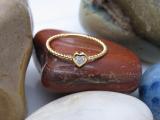 0.08 Carat (ctw) Round Lab Grown Diamond Ladies Rope Style Heart Promise Engagement Ring 10K Yellow Gold