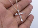 0.45 Carat (ctw) Round Lab Grown Diamond Ladies Vintage Style Cross Pendant 1/2 CT 18K White Gold