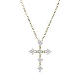 0.45 Carat (ctw) Round Lab Grown Diamond Ladies Vintage Style Cross Pendant 1/2 CT 18K Yellow Gold
