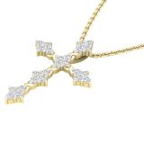 0.45 Carat (ctw) Round Lab Grown Diamond Ladies Vintage Style Cross Pendant 1/2 CT 18K Yellow Gold
