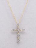 0.45 Carat (ctw) Round Lab Grown Diamond Ladies Vintage Style Cross Pendant 1/2 CT 18K Yellow Gold
