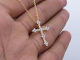 0.45 Carat (ctw) Round Lab Grown Diamond Ladies Vintage Style Cross Pendant 1/2 CT 18K Yellow Gold