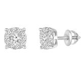 0.25 Carat (ctw) Round Lab Grown Diamond Ladies Stud Earrings 1/4 CT 10K White Gold