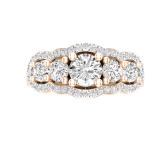 1.40 Carat (ctw) Round Lab Grown Diamond Ladies Wedding Five Stone Engagement Ring 10K Rose Gold