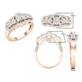 1.40 Carat (ctw) Round Lab Grown Diamond Ladies Wedding Five Stone Engagement Ring 10K Rose Gold