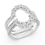 0.85 Carat (ctw) Round Lab Grown Diamond Ladies Enhancer Guard Double Wedding Ring Sterling Silver