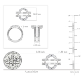 0.85 Carat (ctw) Round Lab Grown Diamond Ladies Enhancer Guard Double Wedding Ring Sterling Silver