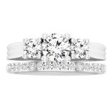 1.15 Carat (ctw) Round Lab Grown White Diamond Ladies 3 Stone Engagement Ring Set 14K White Gold