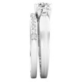 1.15 Carat (ctw) Round Lab Grown White Diamond Ladies 3 Stone Engagement Ring Set 14K White Gold