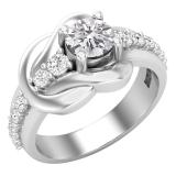1.25 Carat (ctw) Round Lab Grown Diamond Ladies Bridal Engagement Promise Ring 1 1/4 CT Sterling Silver